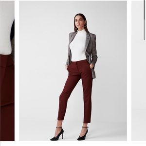 Express Columnist Ankle Mid Rise Pants Burgundy